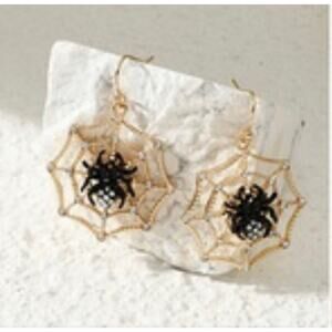 Crystal Spider Web Halloween Earrings